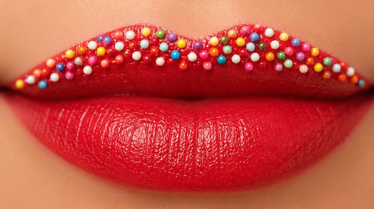 Kissing Art – Lippen mit bunten Perlen